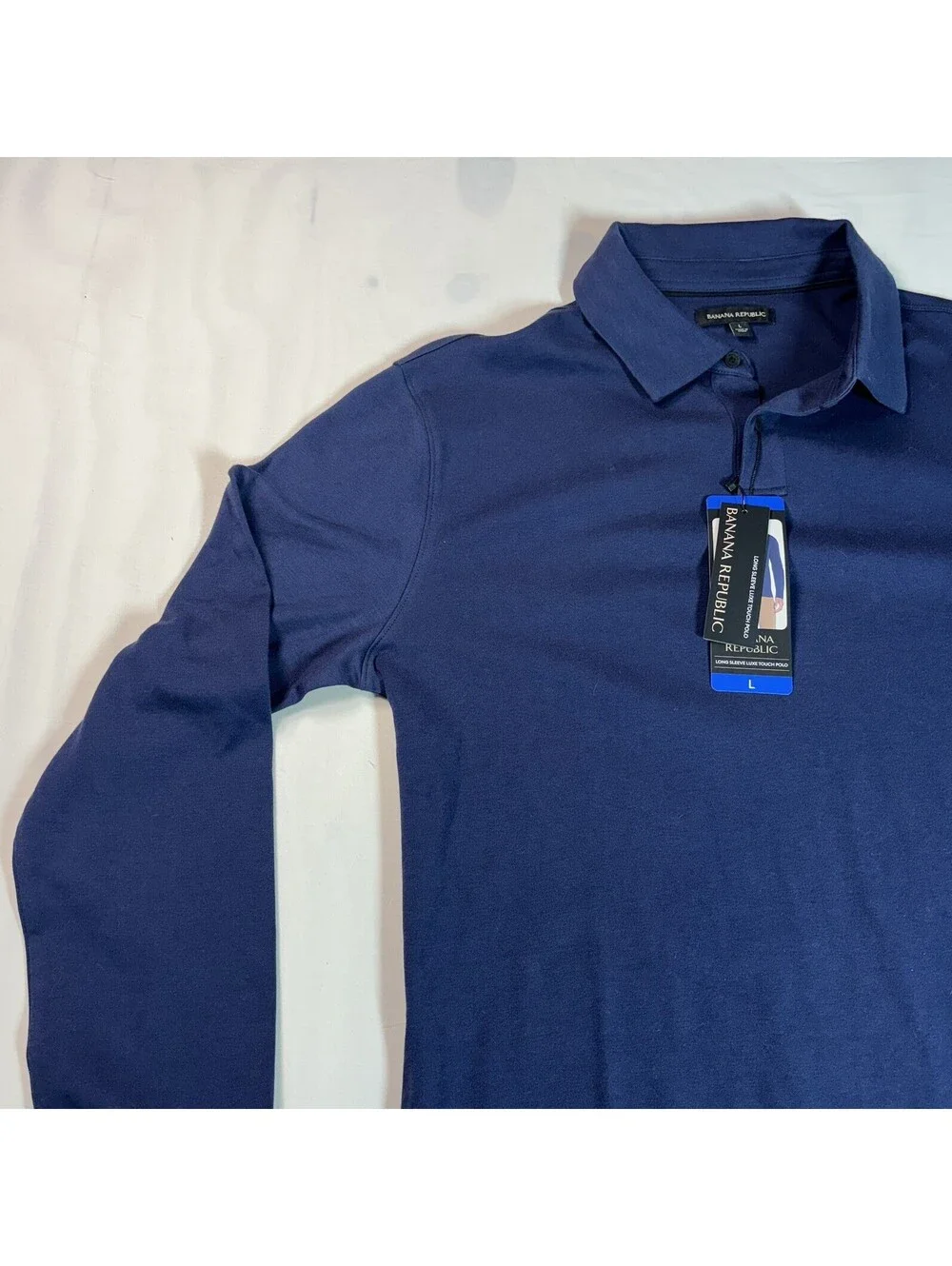 Banana Republic Long Sleeve Blue Luxe Touch Polo - Large- NWT